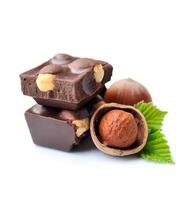 Chocolate with hazelnuts closeup photo