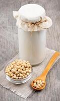 Soy milk and soy bean photo