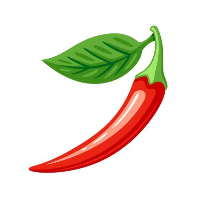 Red chili pepper in cartoon style