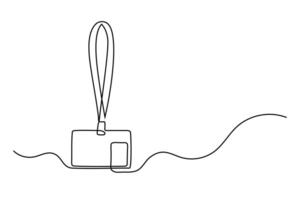Continuous line drawing badges id cards holders vector