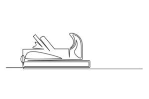 Continuous one line carpenter tool wood plane vector