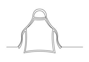 Continuous one line drawing of a kitchen apron vector