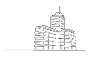Continuous one line building vector