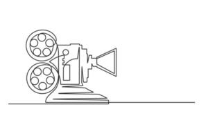 Continuous one line drawing of a retro cinema projector vector