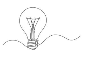 Continuous line drawing electric light bulb vector