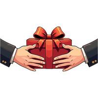 corporate man exchanges a gift box illustration isolated on a white background vector