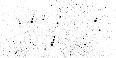 Dusty halftone dots on a white textured background with black spray paint splashes, ink stains, grunge overlay in retro style, paper sheet vector