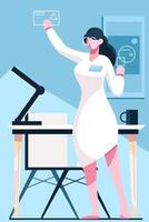 minimal design woman in lab working on new ideas vector