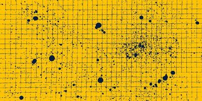 Black and yellow abstract texture with dotted halftone pattern. Ink splashes and drips, grunge effect on a textured paper sheet. vector