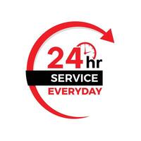 24 hour everyday service with help and support design vector