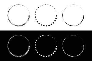 Stripes around the circle logo countdown graphic of a partially filled progress circular icon. vector