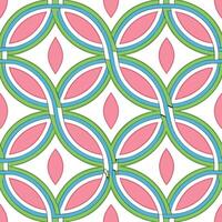 Pink, Green, and Blue Interlocking Circular Geometric Pattern Design vector