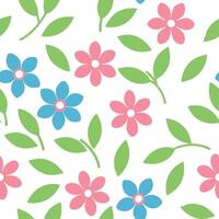 Seamless Pink Blue Flower Pattern Simple Floral Design Background vector