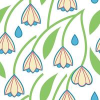Elegant Bellflower Floral Pattern Spring Rain Design vector