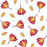 Stylized Floral Pattern Yellow, Pink, Seamless Design vector
