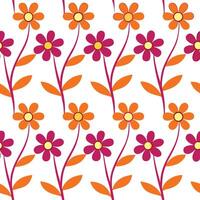 Orange and Pink Flower Pattern Simple Floral Design Seamless Repeat vector