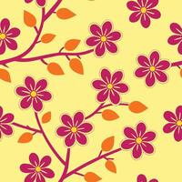 Vibrant Pink Flowers Branching Pattern Seamless Design vector