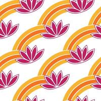 Abstract Lotus Flower Rainbow Pattern Design Textile Print vector