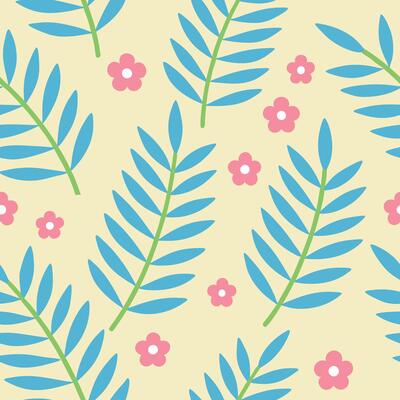 Pastel Floral Leaf Pattern Summer Nature Design Background