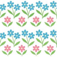 Pretty Blue and Pink Flower Pattern Seamless Design vector