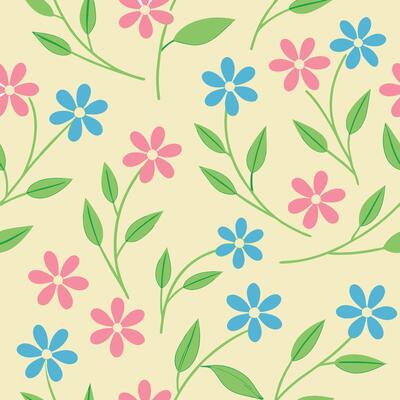 Pastel Pink Flower Seamless Pattern Background Design