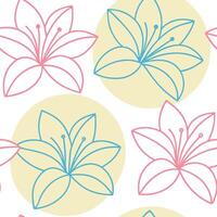 Pastel Lily Flower Seamless Pattern Design Background Texture vector