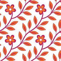 Orange Floral Branch Pattern Seamless White Background Design vector