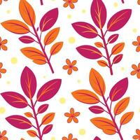 Vibrant Autumn Leaves Seamless Pattern Orange, Pink, Floral Design vector