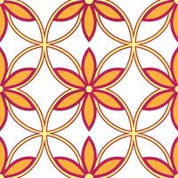 Orange Yellow Floral Pattern Geometric Design Seamless Texture vector
