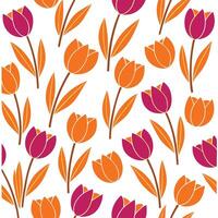 Orange and Purple Tulip Floral Seamless Pattern Design vector
