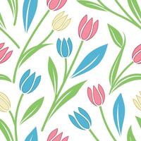 Colorful Spring Tulip Floral Pattern Seamless Design vector