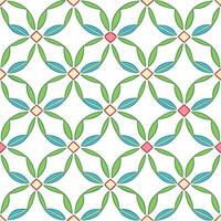 Seamless Green Leaf Floral Pattern, Geometric Design, Repeat Texture vector
