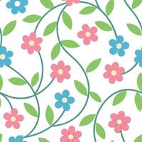 Seamless Pastel Flower Vine Pattern Spring Bloom Design vector