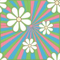 Retro Daisy Flower Power Burst Pattern Design Background vector