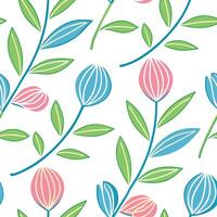 Seamless Pastel Flower Pattern Blue Pink Green Floral Design vector