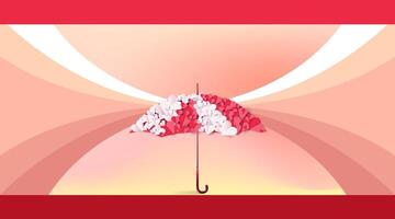Valentine's Day template banner background with umbrella decoration vector