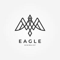 Minimal Letter M Eagle Logo Design, modern bird line style logo design, flat design logo template element vector