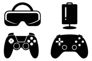 Silhouette Gaming Equipment Icon Set - Game Controllers, Consoles, and More vector