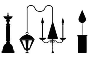 Silhouette Lighting - Table Lamp, Ceiling Light Icon Set vector