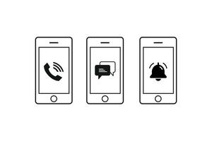 Notification icon set with mobile interface vector