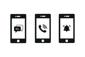 Notification icon collection with mobile interface vector