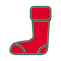 Christmas Red Sock With Green Border Icon vector