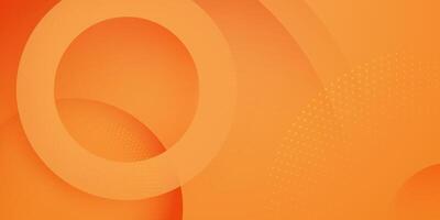 Orange abstract background circular shape and lines, halftone dot pattern geometric banner vector