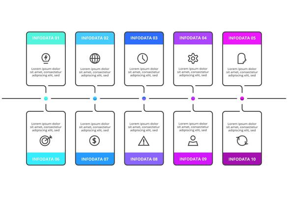 Creative concept for infographic with 10 steps, options,. Business data visualization.