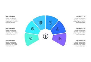 Creative concept for infographic with 6 options, parts or processes. vector
