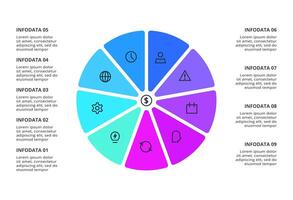 Creative concept for infographic with 9 options, parts or processes. vector