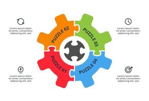 Puzzle infographic with 4 elements vector