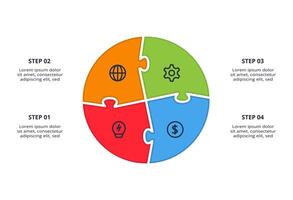 Infographic with 4 elements, presentations, illustration. vector
