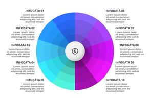 Creative infographic with 10 steps, options, parts or processes. Business data visualization. vector