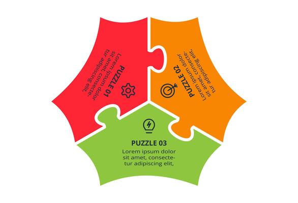 Creative infographic with 3 elements, presentations, illustration.